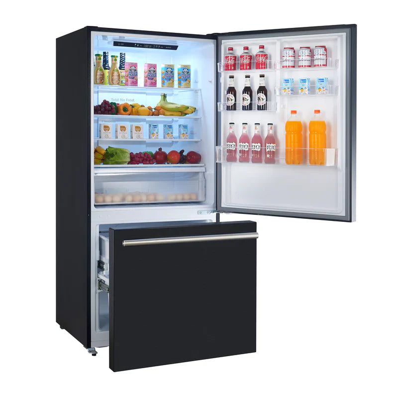 Forno Milano 31 Inch 17.2 cu.ft Bottom Freezer Refrigerator with Right Swing Door - Model FFFFD1785 | Energy Efficient Stainless Steel Kitchen Appliance for Home, Office, or Cafe Use