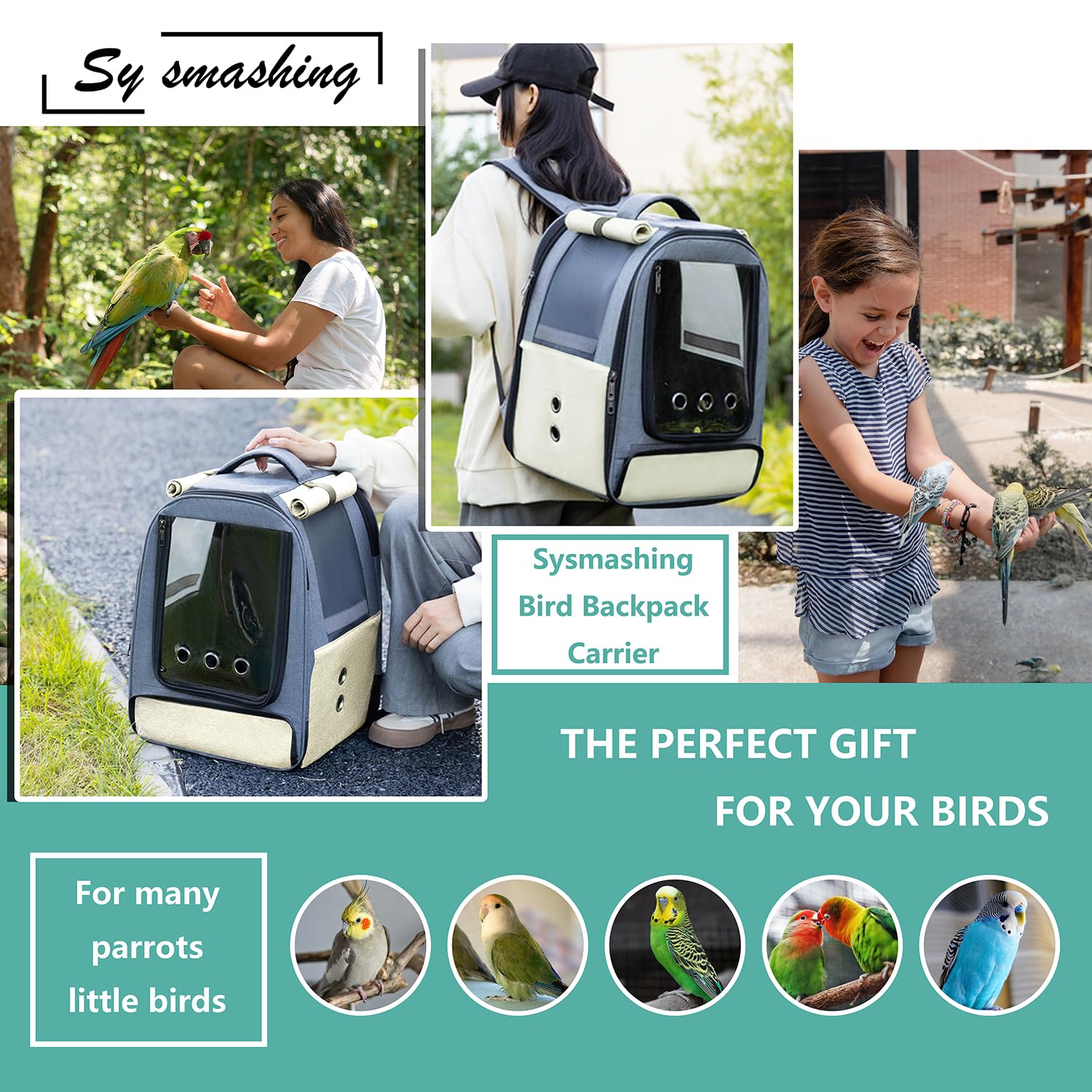 **Bird Travel Backpack Carrier - Portable Cage with Tray, Perch, Feeding Tank & Waterproof Pad for Parakeets, Lovebirds & Small Birds | Perfect for Outdoor Adventures, Vet Visits & Travel**