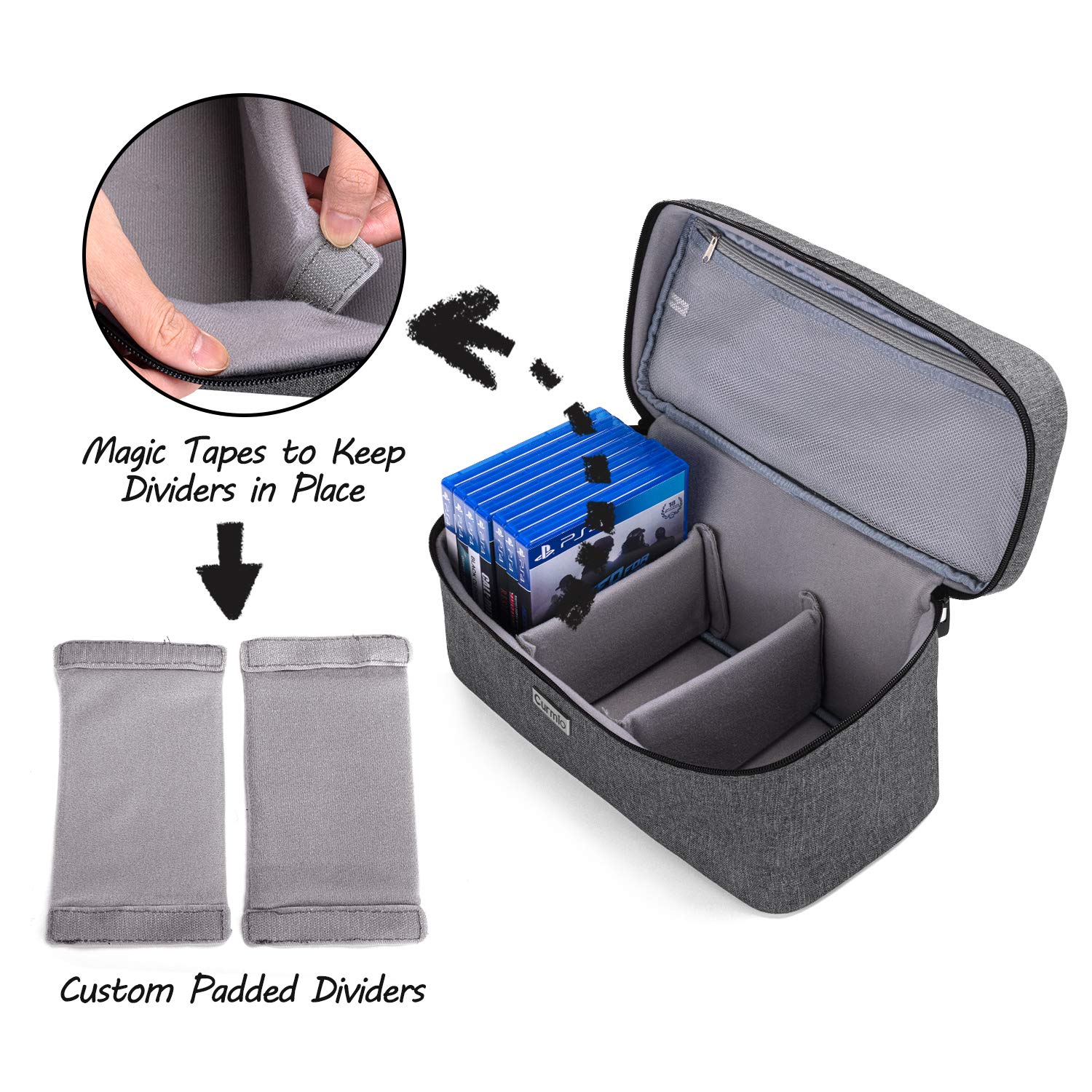 CURMIO Universal Game Disc Storage Bag - Holds 24 Discs, Portable Carrying Case for PS5, PS4 Pro, PS3, Xbox Series X/S & Xbox One (Gray) - Perfect for Travel, Gaming Parties & Organized Storage