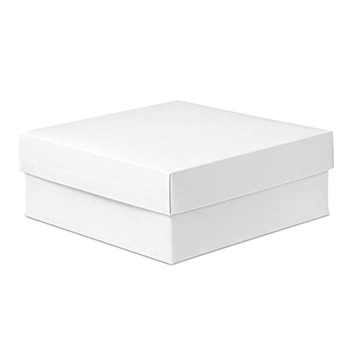 White 8 x 8 x 1.5 Inch Glossy Gift Box Lids - Bulk Pack of 25 | Foldable Present Box Toppers for Christmas, Birthdays & Party Favors | Perfect for Holiday Wrapping, Wedding Favors & Gift Packaging