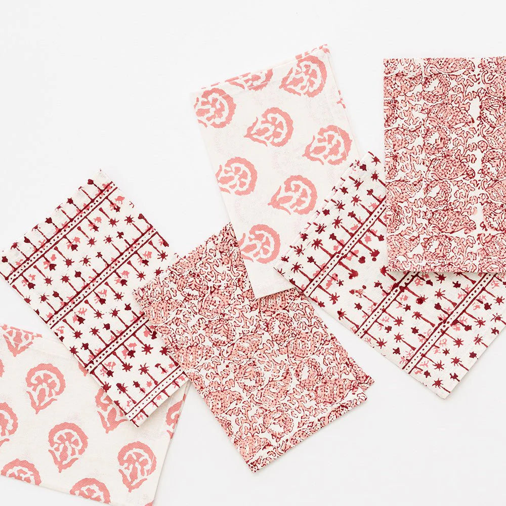 India Hicks Cocktail Napkins - Set of 6 Premium Cotton Drink Napkins for Parties, Weddings & Home Entertaining