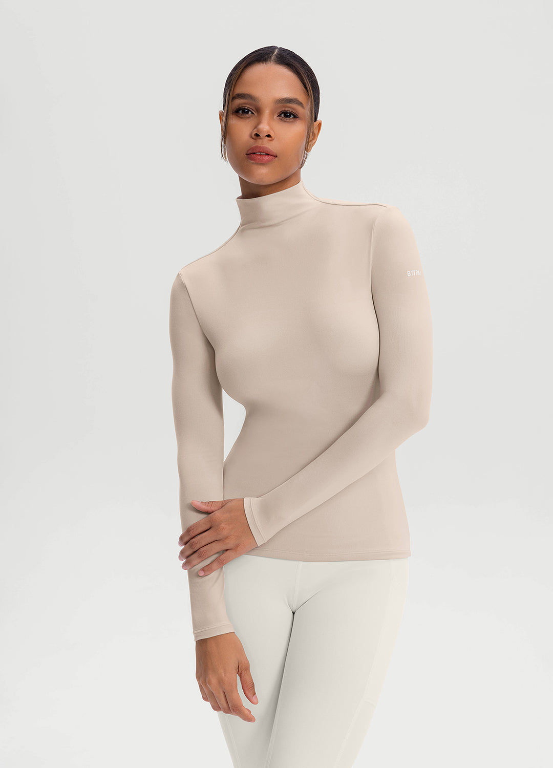 Women's Mock Neck Long Sleeve T-Shirt - Soft Stretchy Basic Top for Layering | Casual, Work & Everyday Wear