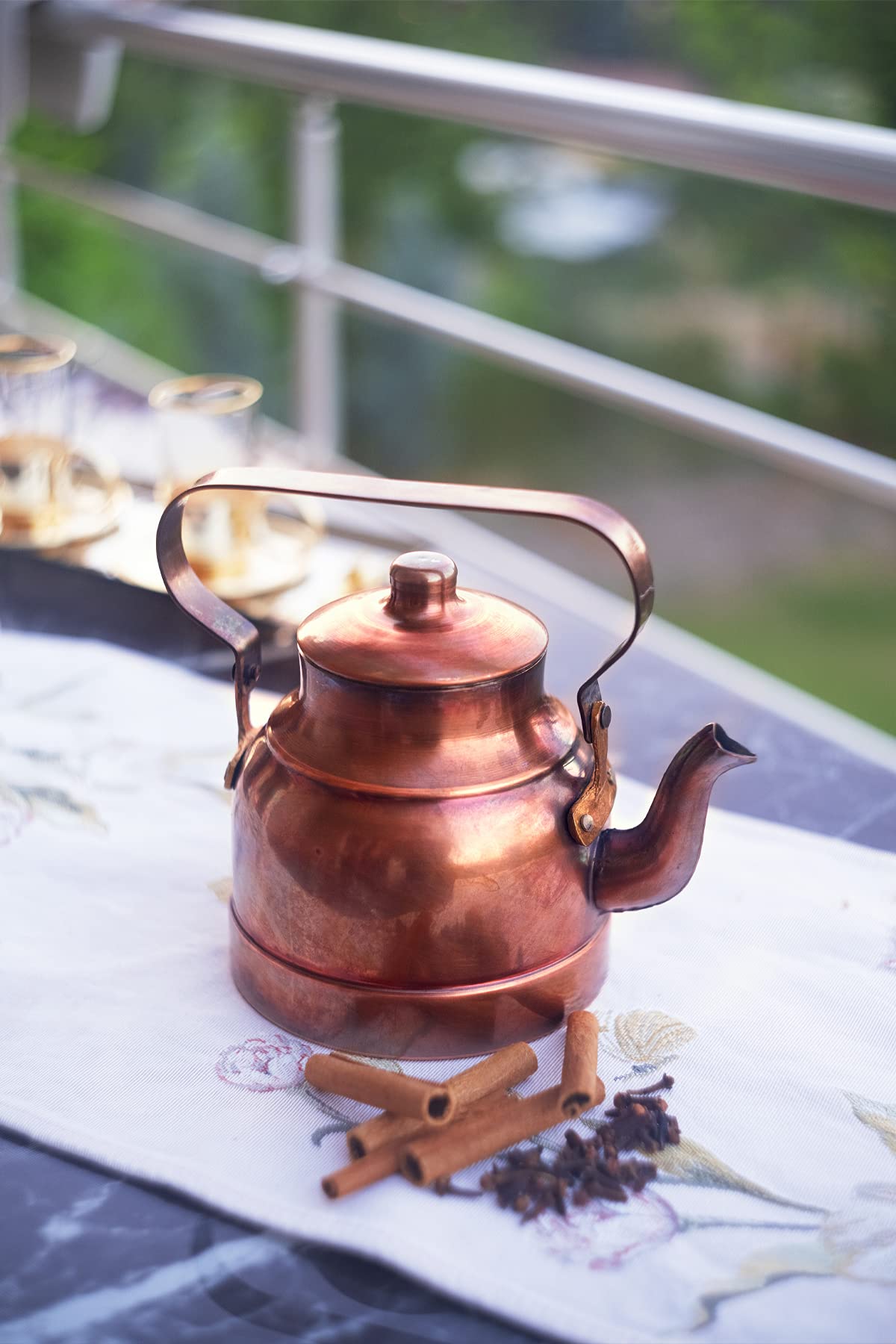Premium Handcrafted 1.3L Copper Tea Kettle - Antique Oxidized Finish for Stovetop & Electric Use - Perfect for Tea Ceremonies, Home Decor & Gift Giving