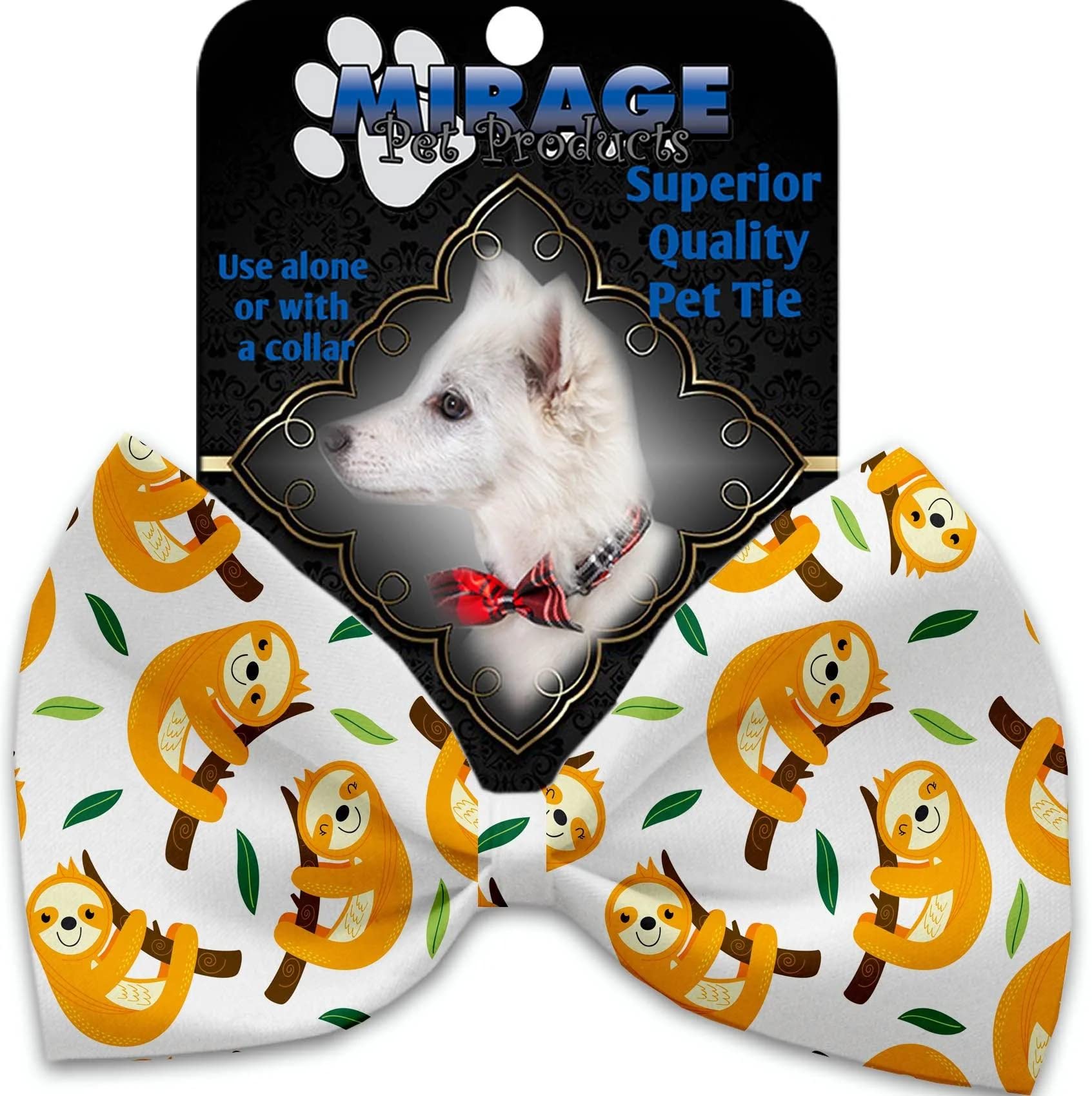 Sleepy Sloths Pet Bow Tie Collar Accessory with Velcro - Adjustable & Stylish Dog Cat Collar Bowtie for Parties, Photos & Special Occasions