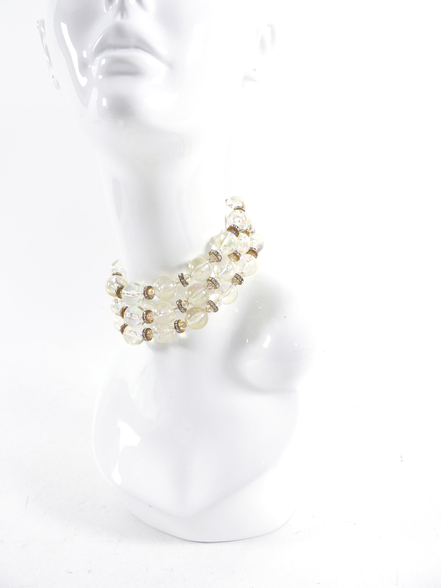 Vintage Chanel Triple Strand Acrylic Bead Necklace from 1990s - Elegant Retro Jewelry for Women, Perfect for Parties, Weddings & Special Occasions