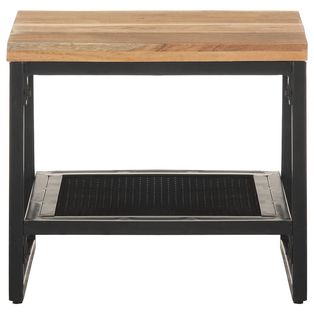 Industrial Style Sofa Table - Solid Acacia Wood Side Table with Storage Space, 15.7