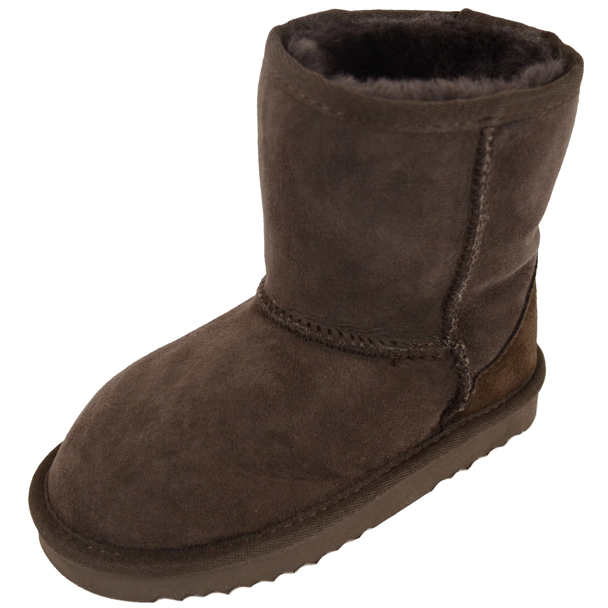 Bushga Kids Genuine Sheepskin Boots with Reinforced Heel - Warm Winter Boots for Boys & Girls (Black, Chocolate Brown, Chestnut, Grey, Pink) - Perfect for Snow, Outdoor Play & Cold Weather