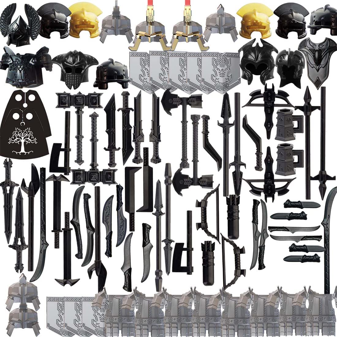 PHYNEDI Goshfun 82Pcs Ancient Greece Roman Viking Medieval Egypt Military Helmet Armor Building Blocks Set - Compatible with Lego Minifigures | Historical Battle Scene Diorama & Collectible Toy Kit for Kids & Adults