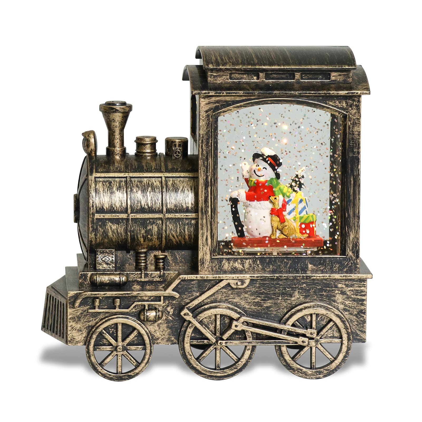 Eldnacele Battery Operated Christmas Train Snow Globe Lantern with Snowman - Musical Water Glittering Lantern with 6H Timer - Perfect Holiday Table Centerpiece, Home Decor & Gift for Christmas, Parties & Winter Celebrations