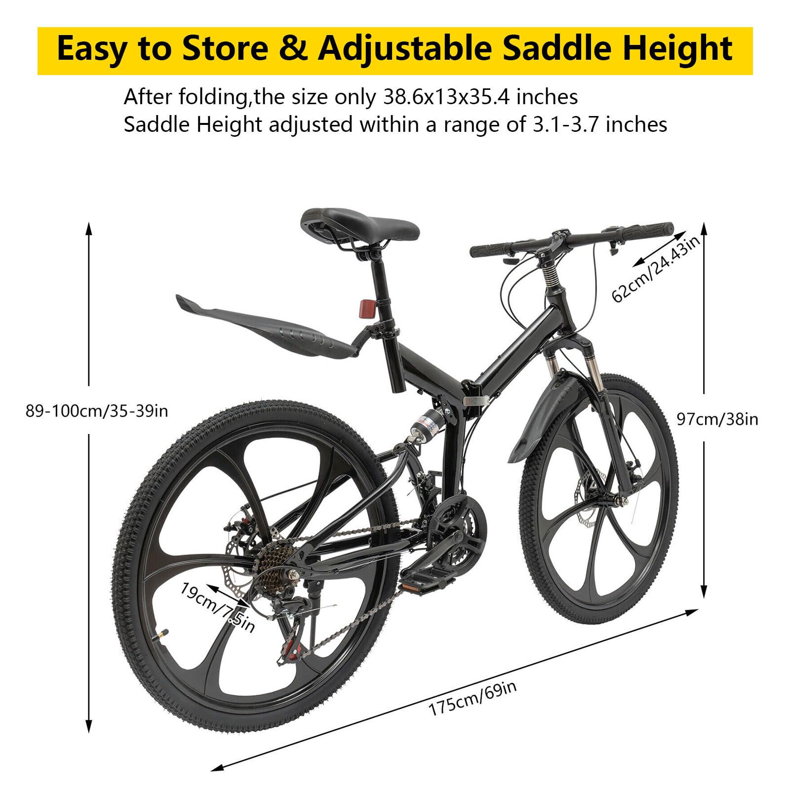TBVECHI 20 Inch Folding Bike for Adults - 7-Speed Shimano Gear System, Adjustable Seat Height, Lightweight Aluminum Frame - Perfect for Commuting, Camping & Travel (Men & Women)