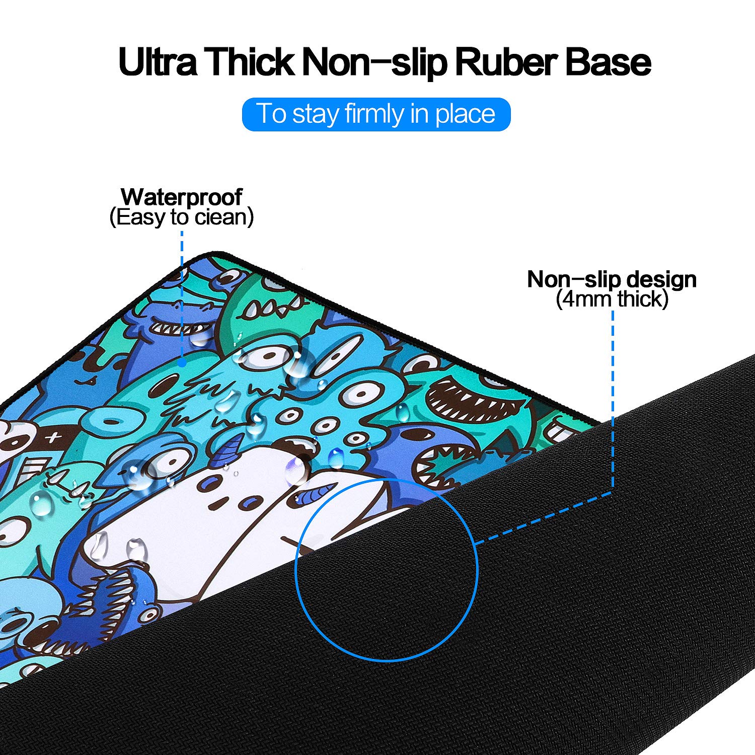 Extended Large Gaming Mouse Pad with Graffiti Anime Design - Non-Slip Mouse Mat for Laptop, PC & Computer (31.5
