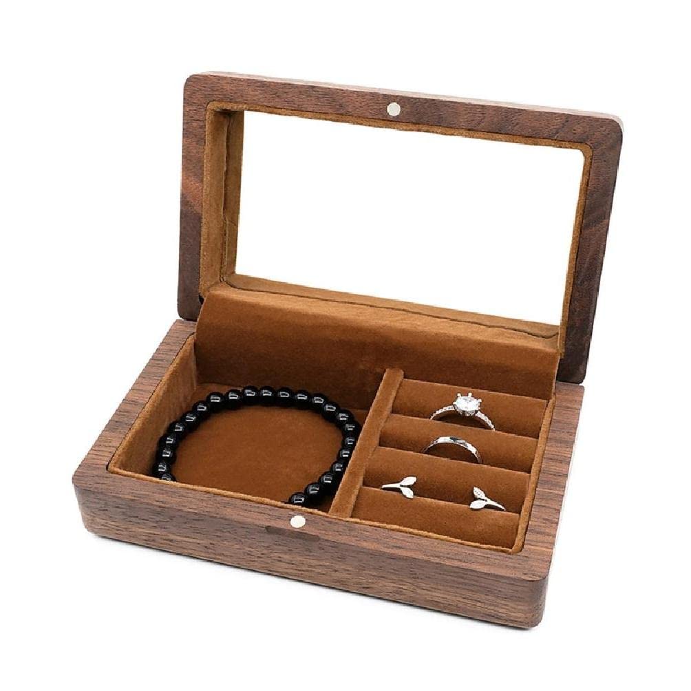 Milue Wooden Jewelry Box Organizer - 1 Piece Mini Storage Case for Necklaces, Rings, Bracelets | Compact Gift for Men, Women & Girls | Perfect for Travel, Home Vanity & Jewelry Display