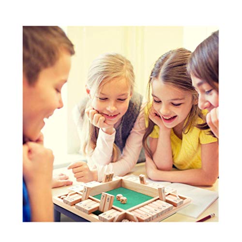 Partysu Shut The Box Wooden Math Game - Traditional Pub Dice Board Game for 4 Players | Educational Kids Toy & Family Board Game | Perfect for Travel, Holidays, Parties & Classroom Learning (A)