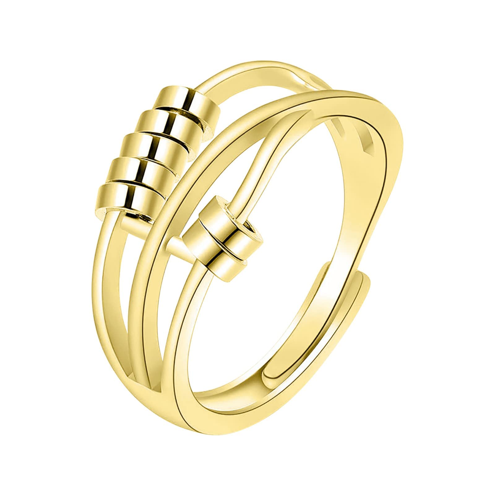 **Elegant Women's Spinning Decompression Alloy Ring - Simple & Fashionable Jewelry for Ladies (Gold, One Size) - Perfect for Daily Wear, Gifts & Special Occasions**
