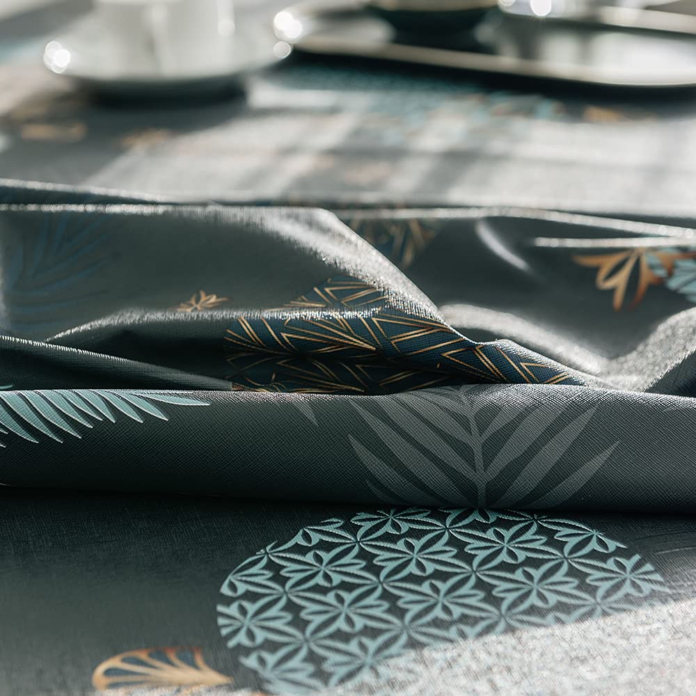 LEMON CLOUD 100% Waterproof PVC Tablecloth - 55x106 Inch Rectangle Vinyl Table Cover, Oil & Spill Proof for Indoor Dining & Outdoor Patio Use - Perfect for Parties, BBQs, and Family Gatherings