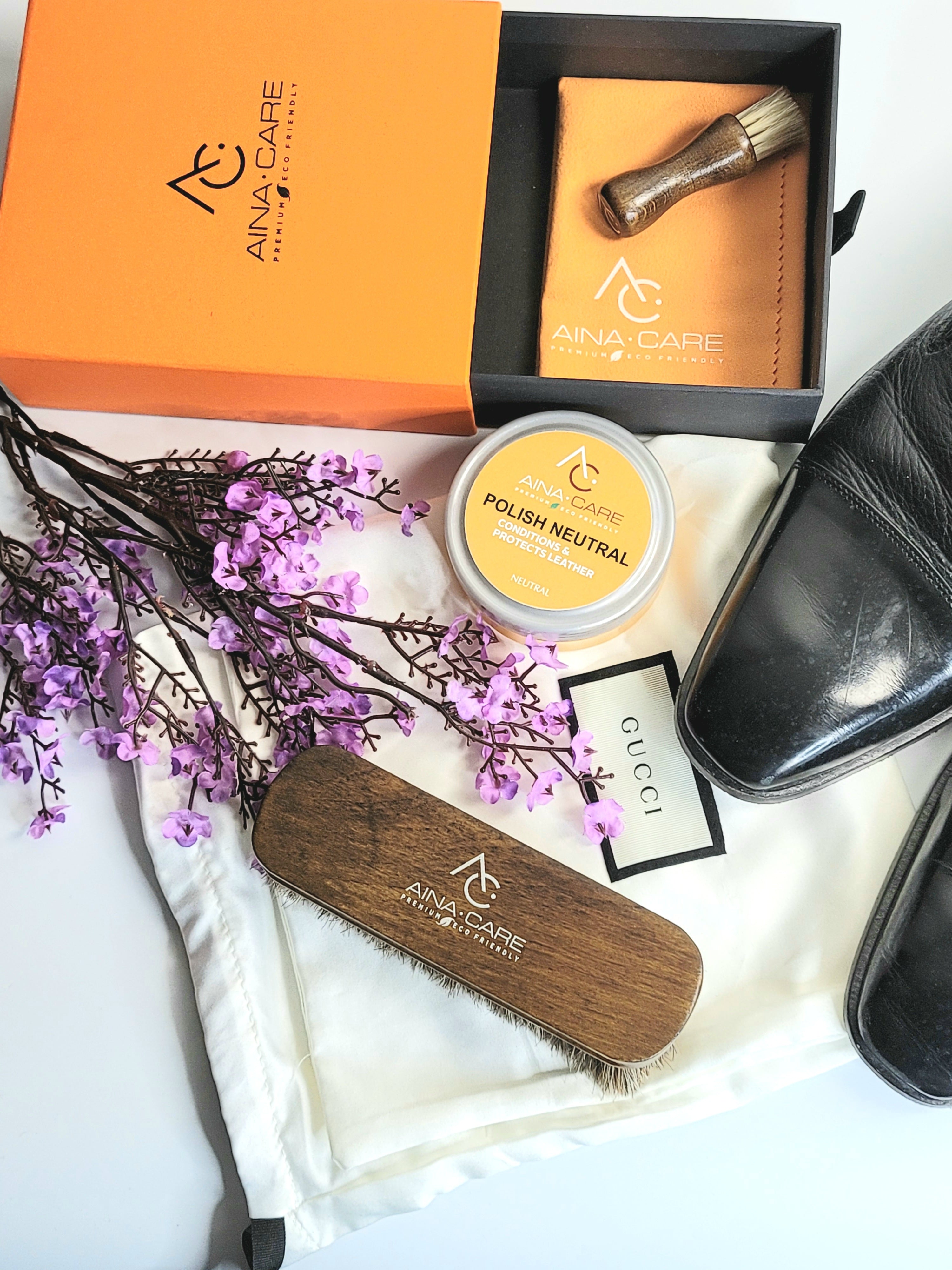 Premium Shoe Polish Kit - Neutral Cream for Leather Shoes | Shine & Protect Dress Shoes, Boots & Bags | Perfect for Office, Formal Events & Daily Care