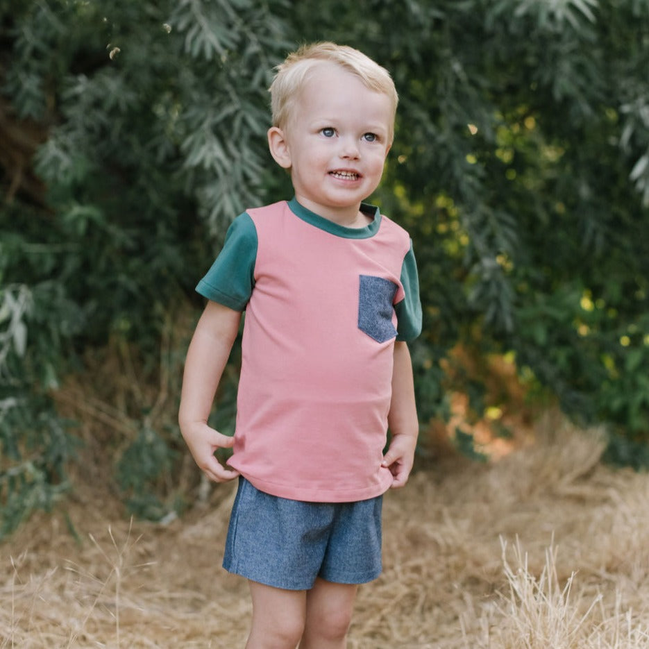 Stylish Colorblock Pocket Tee in Reef Blue - Casual Short Sleeve T-Shirt for Men | Perfect for Everyday Wear, Street Style & Summer Outfits