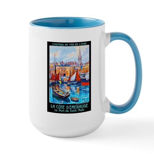 White/Blue Inside - France Travel Poster 4 Large Mug