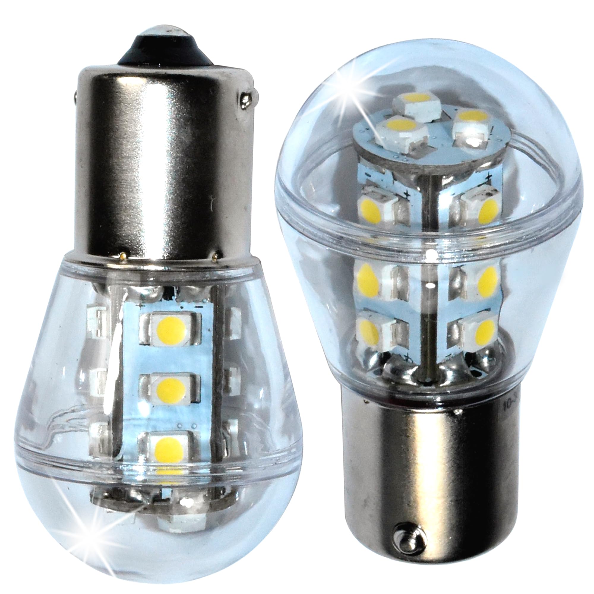 HQRP 2-Pack BA15s Bayonet Base 15-LED SMD 3528 Bulbs - Cool White 6000K - Direct Replacement for #93 #1141 #1156 RV Interior, Ceiling & Porch Lights - Perfect for Camper, Boat & Home Lighting Upgrades