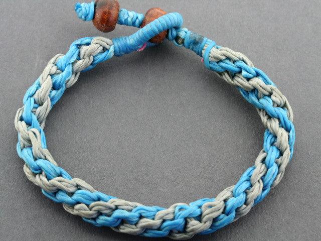 Handmade Turquoise and Grey Braided Rope Bracelet - Adjustable Boho Style Jewelry for Women - Perfect for Beach, Festival, and Everyday Wear