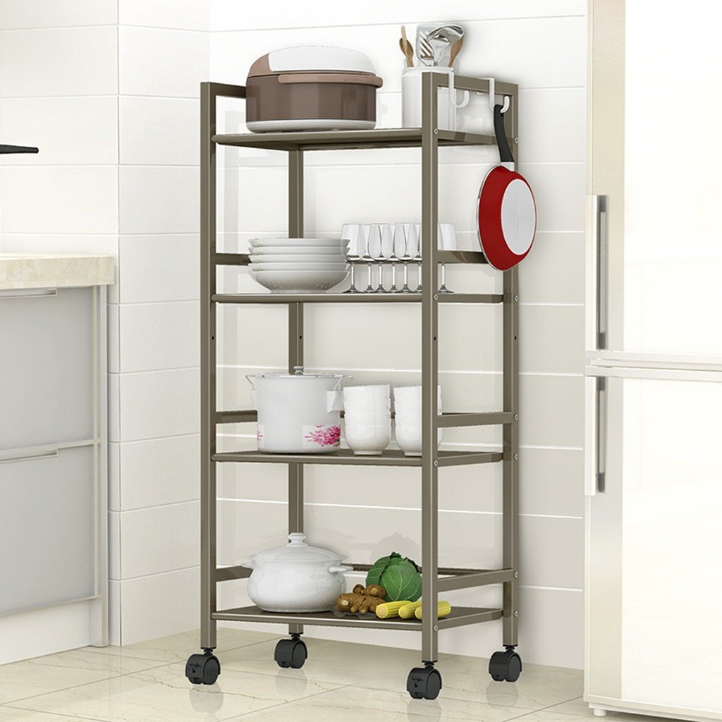 4-Tier Stainless Steel Kitchen & Bathroom Storage Shelf with Wheels - Space-Saving Organizer for Pantry, Laundry Room, Garage - by TIANTA (Champagne Gold)