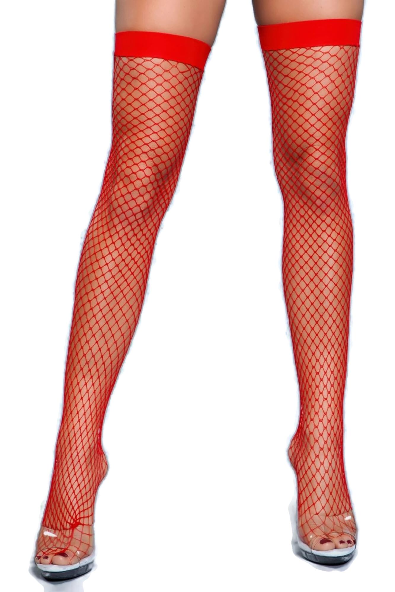 Sexy Be Wicked Fishnet Thigh High Stockings - One Size Fits Most | Perfect for Halloween Costumes, Burlesque Shows & Date Night Outfits