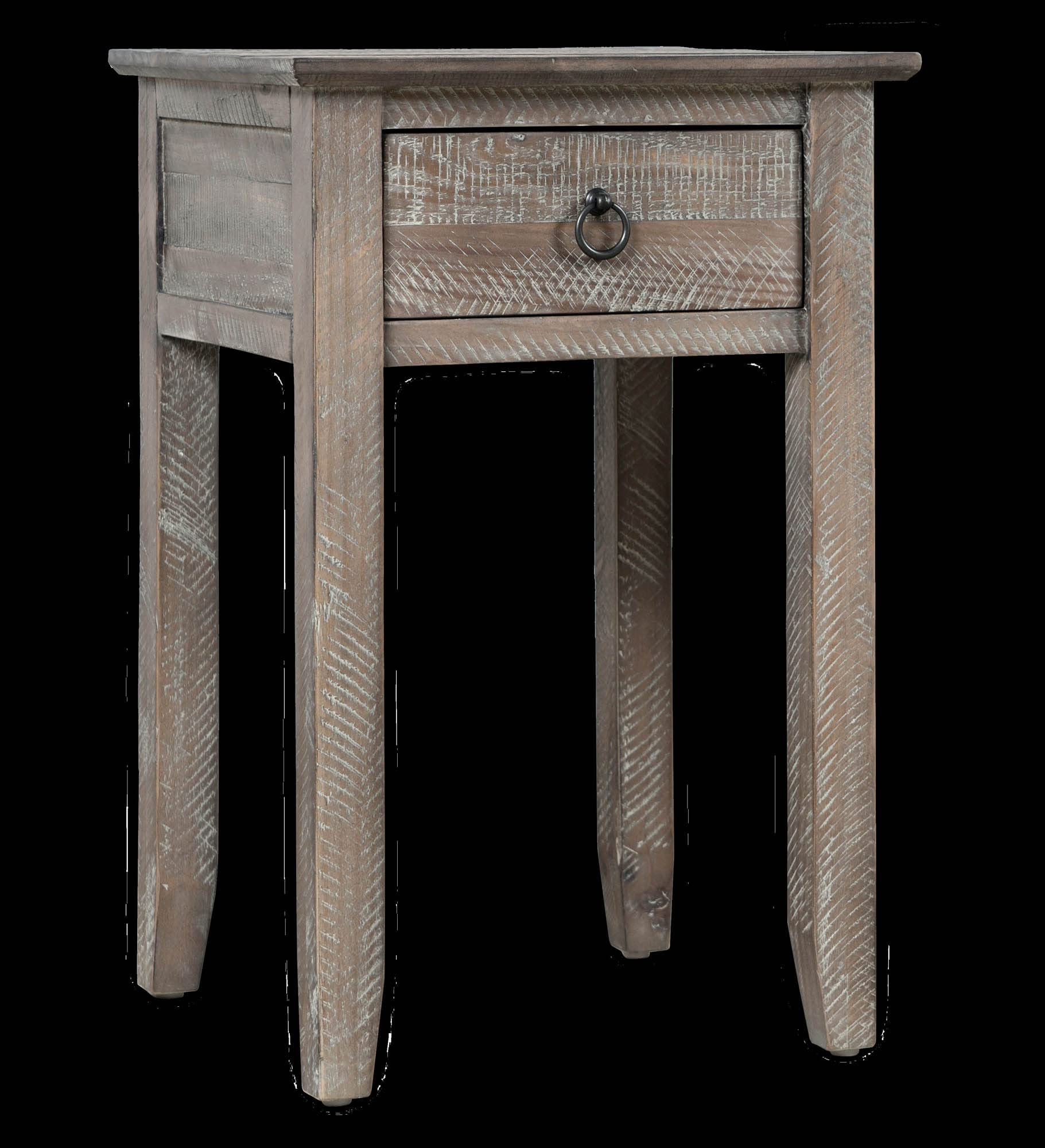 Jofran Devon Farmhouse Distressed Solid Pine End Table with Storage Shelf, Grey Wash - Perfect for Living Room, Bedroom, or Entryway Decor