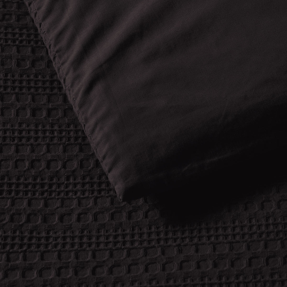 Bianca Kahlani Chocolate Brown Waffle Quilt Cover Set - Super King Size (200x200cm) - Luxury Textured Bedding for Master Bedroom & Guest Room