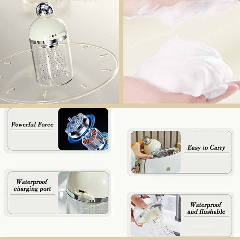 Electric Foam Facial Cleanser & Soap Dispenser - Rechargeable Foam Maker for Face Wash, Shampoo & Skincare | Portable Bubble Machine for Rich Lather | Perfect for Travel, Home & Spa Use