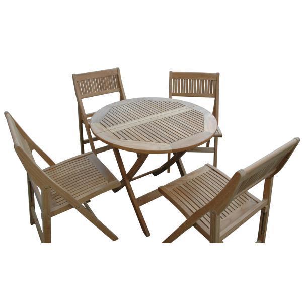 5-Piece Windsor Folding Round Bistro Set - Outdoor Patio Dining Table and Chairs for Garden, Balcony, or Backyard