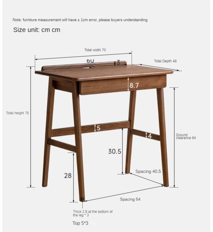 Solid Oak Wood Small Office Desk - Compact & Durable Home Office Furniture for Small Spaces, Remote Work & Study