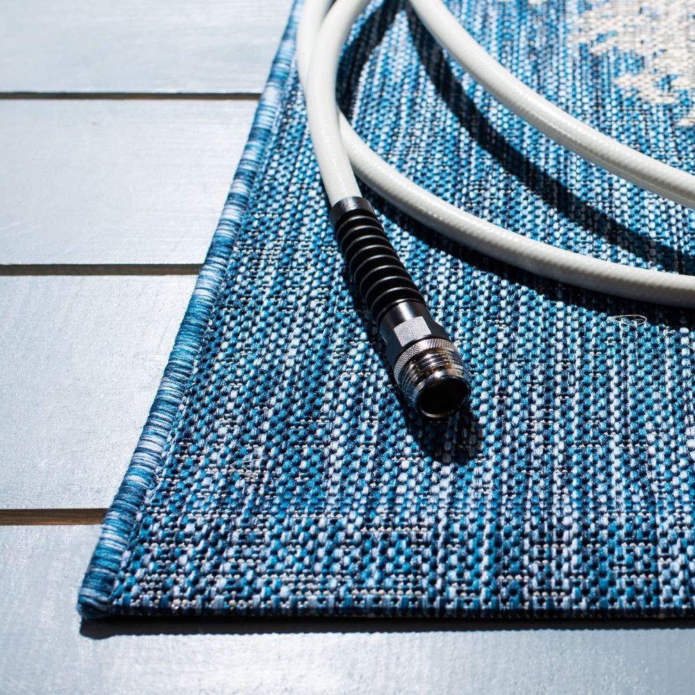 SAFAVIEH Courtyard Collection 9' x 12' Navy/Grey Indoor Outdoor Waterproof Rug - Easy to Clean, Durable for Patio, Backyard, Mudroom, Deck & Poolside Use