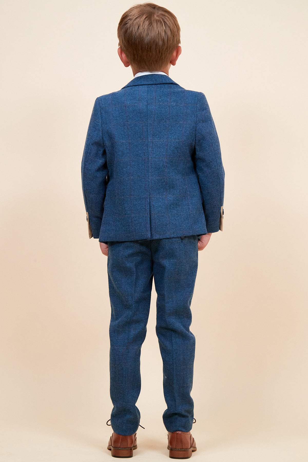 DION Kids Blue Tweed Check 3-Piece Suit Set for Boys - Formal Occasions, School Events & Family Photos