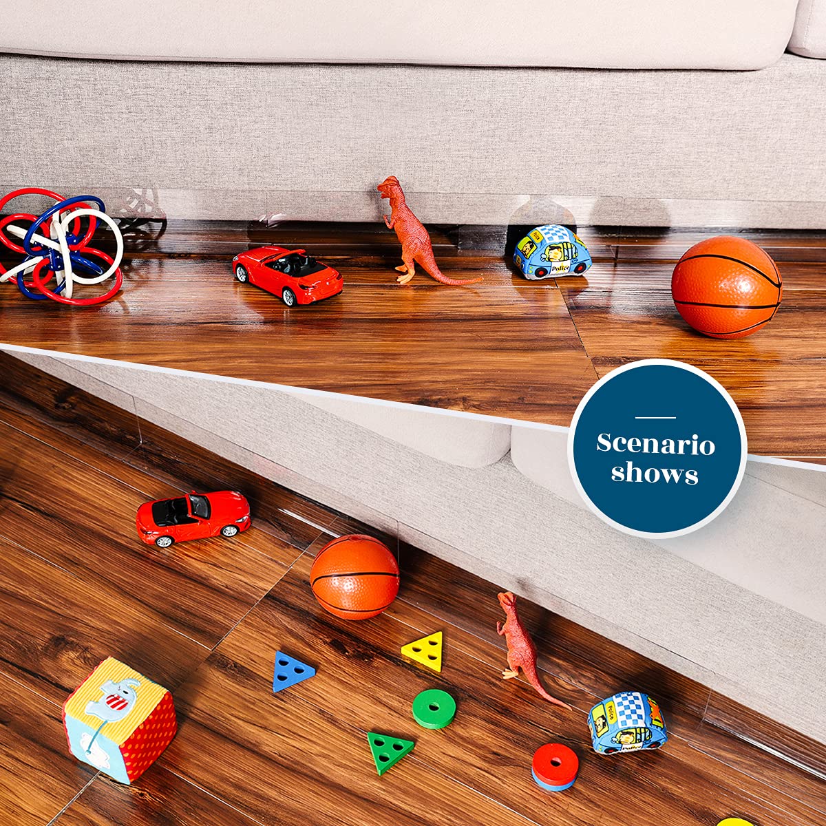 8 Pack Clear PVC Under Bed & Couch Blockers - 4.7