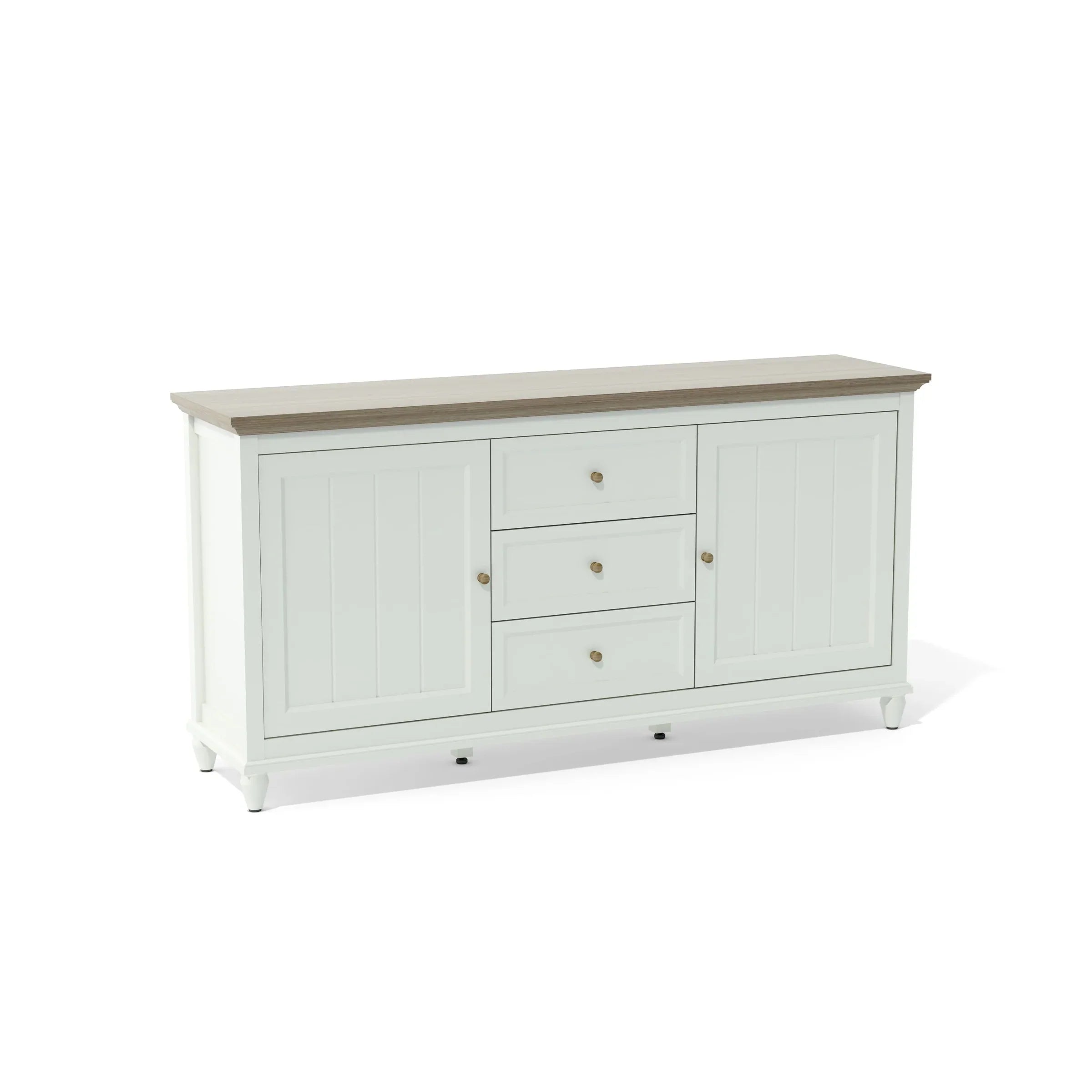 Anderson Teak Chenon Sideboard - White/Brown Finish - SB CW 6316 - Modern Buffet Cabinet for Dining Room & Living Room Storage