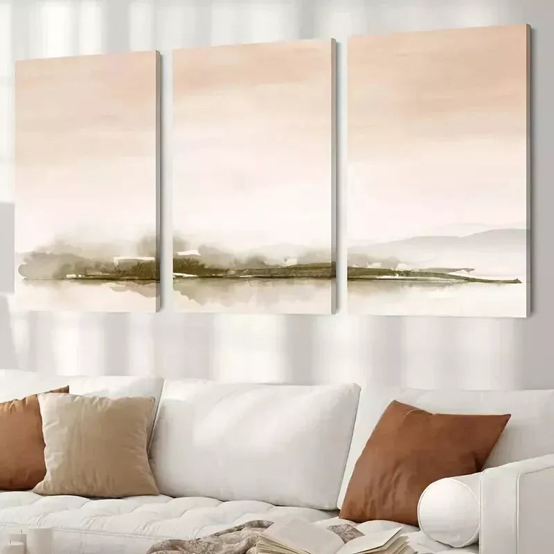 3-Piece Orange & Green Mountain Forest Wall Art Set - Framed Canvas Prints 50x70cm (20x28in) - High Quality Australian Made Wall Decor - Ready to Hang - Perfect for Living Room, Bedroom & Office Decor