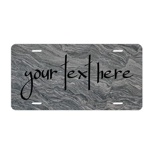 Custom Engraved Metal License Plate - Personalized Text & Nature Stone Marble Design - Standard 6x12 Inch Car Tag with 2/4 Holes - Unique Auto Accessory for Men & Women - Perfect for Gifts, Car Shows & Personal Vehicle Customization