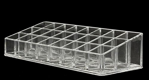 ADDCART 24-Slot Clear Acrylic Makeup Organizer - Lipstick Holder & Nail Polish Storage with Brush Tray for Vanity Table | Perfect for Cosmetics, Jewelry & Beauty Tools Organization