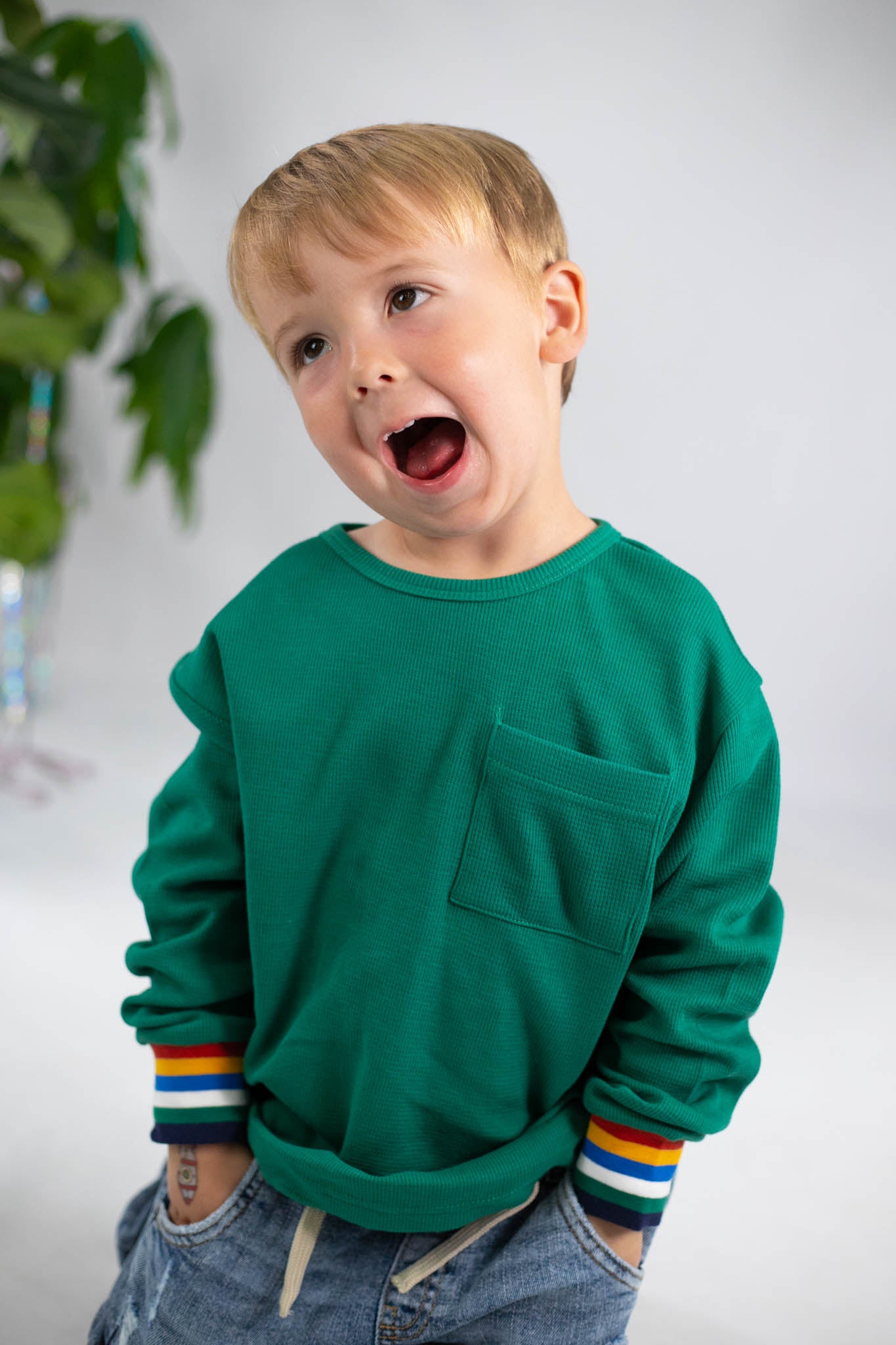 Forest Green Long Sleeve Shirt for Boys - Comfortable Cotton Casual Wear for School, Playdates & Outdoor Activities