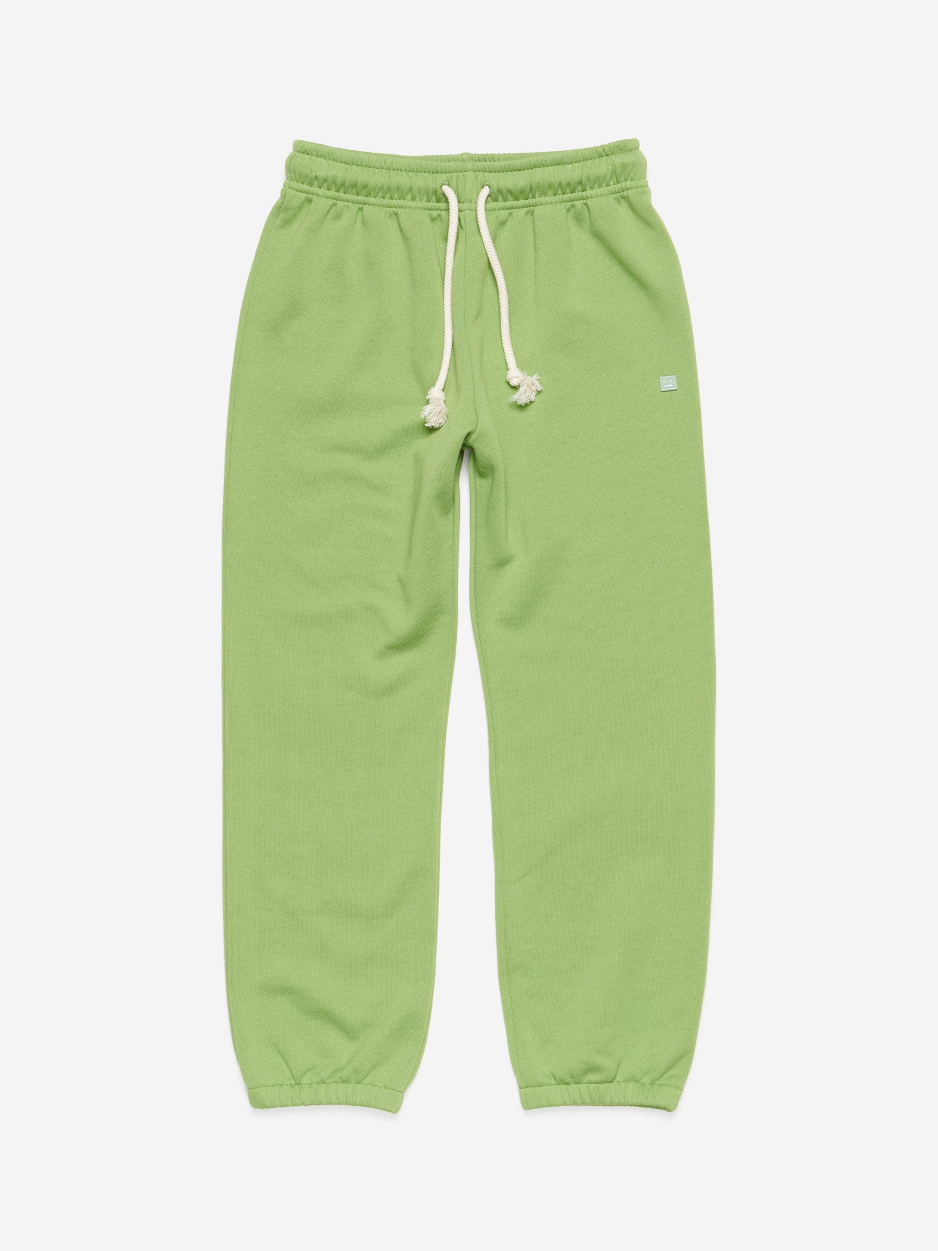 Acne Studios Kids Frack Face Joggers - Green Cotton Jogging Pants for Boys & Girls | Comfortable Casual Wear for Playdates, School & Outdoor Activities