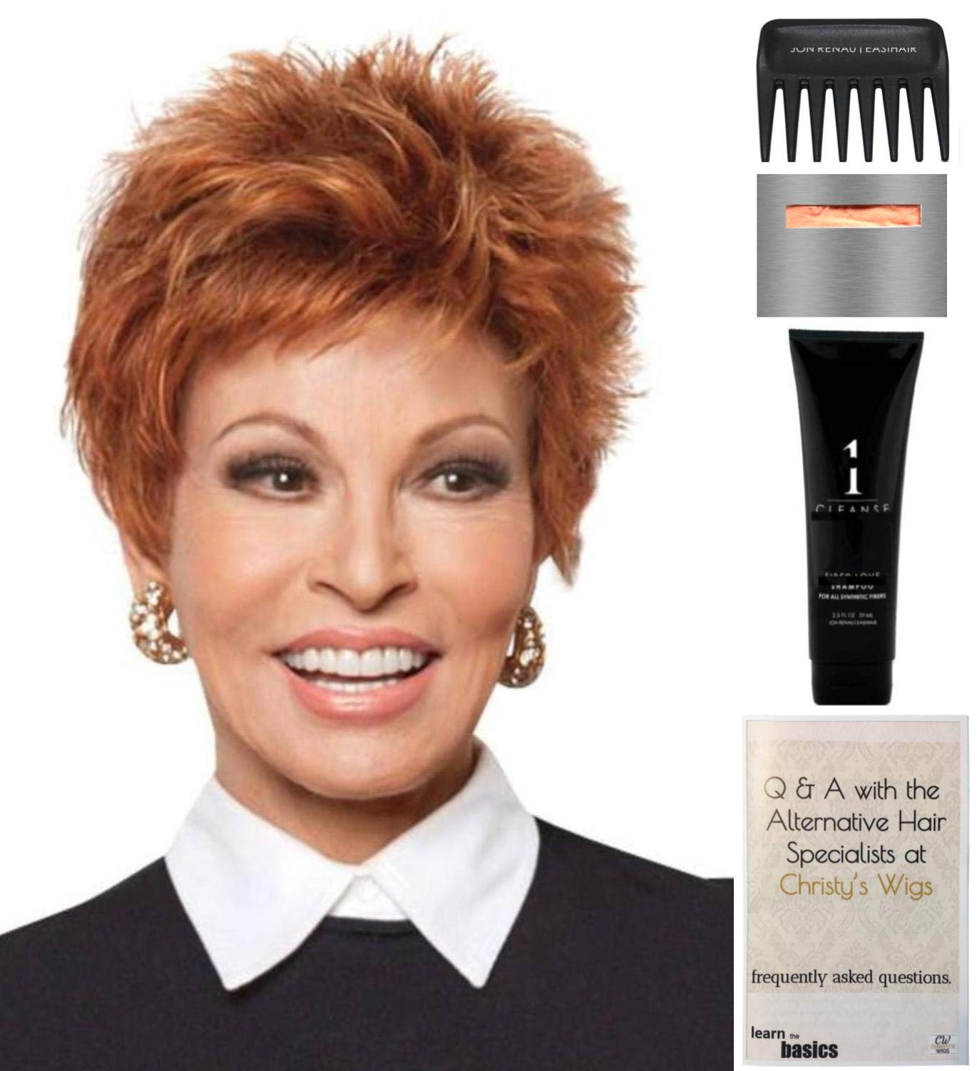 Raquel Welch Power Petite/Average Wig Bundle - 5 Items Including Wig, Q&A Booklet, Shampoo, Cap & Wide Tooth Comb (Color: R56_60) - Perfect for Cosplay, Costume Parties & Everyday Styling