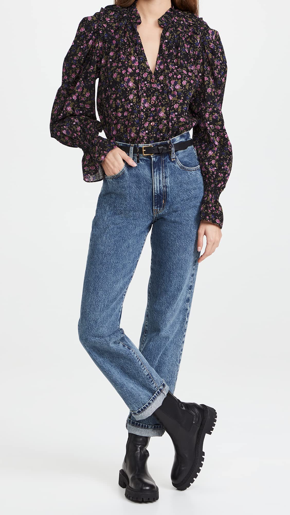 Free People Meant to Be Blouse - Women's Boho Floral Print Long Sleeve Shirt | Perfect for Casual Outings, Date Nights & Music Festivals