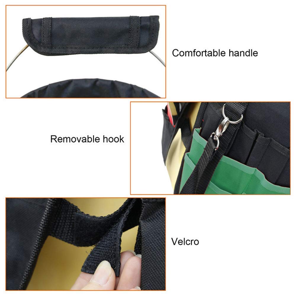 5-Gallon Bucket Tool Organizer - 42-Pocket Garden Storage Bag with Handle for Gardening Tools (Black, 17.9x11.8in) - Perfect for Outdoor & Workshop Organization