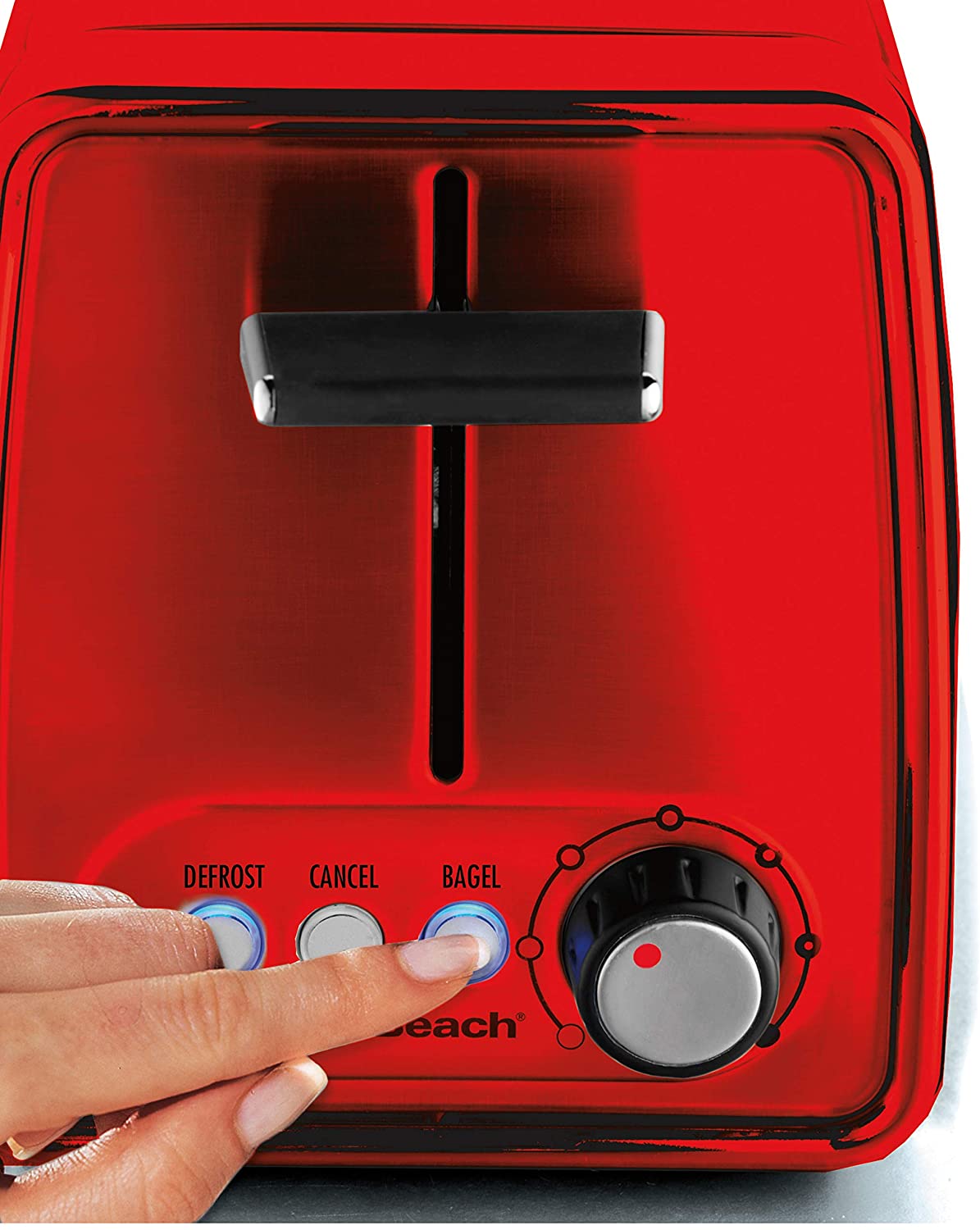 Hamilton Beach 2-Slice Toaster - Modern Red Chrome Design (Model 22793C) - Perfect for Breakfast, Office, Dorm & Small Kitchens