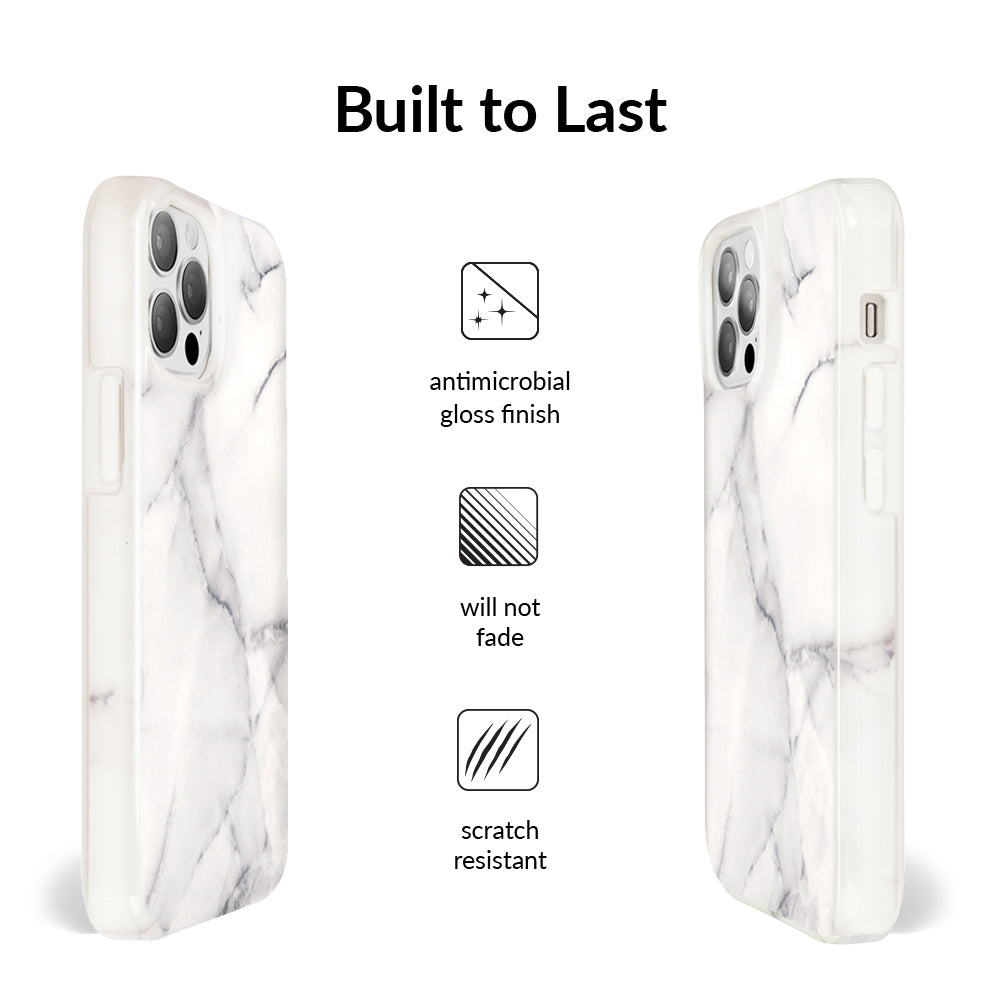 Premium Carrara Marble iPhone Case - Slim Protective Cover with Elegant Marble Design for iPhone 13/14/15 Pro Max - Perfect for Business, Travel & Everyday Use