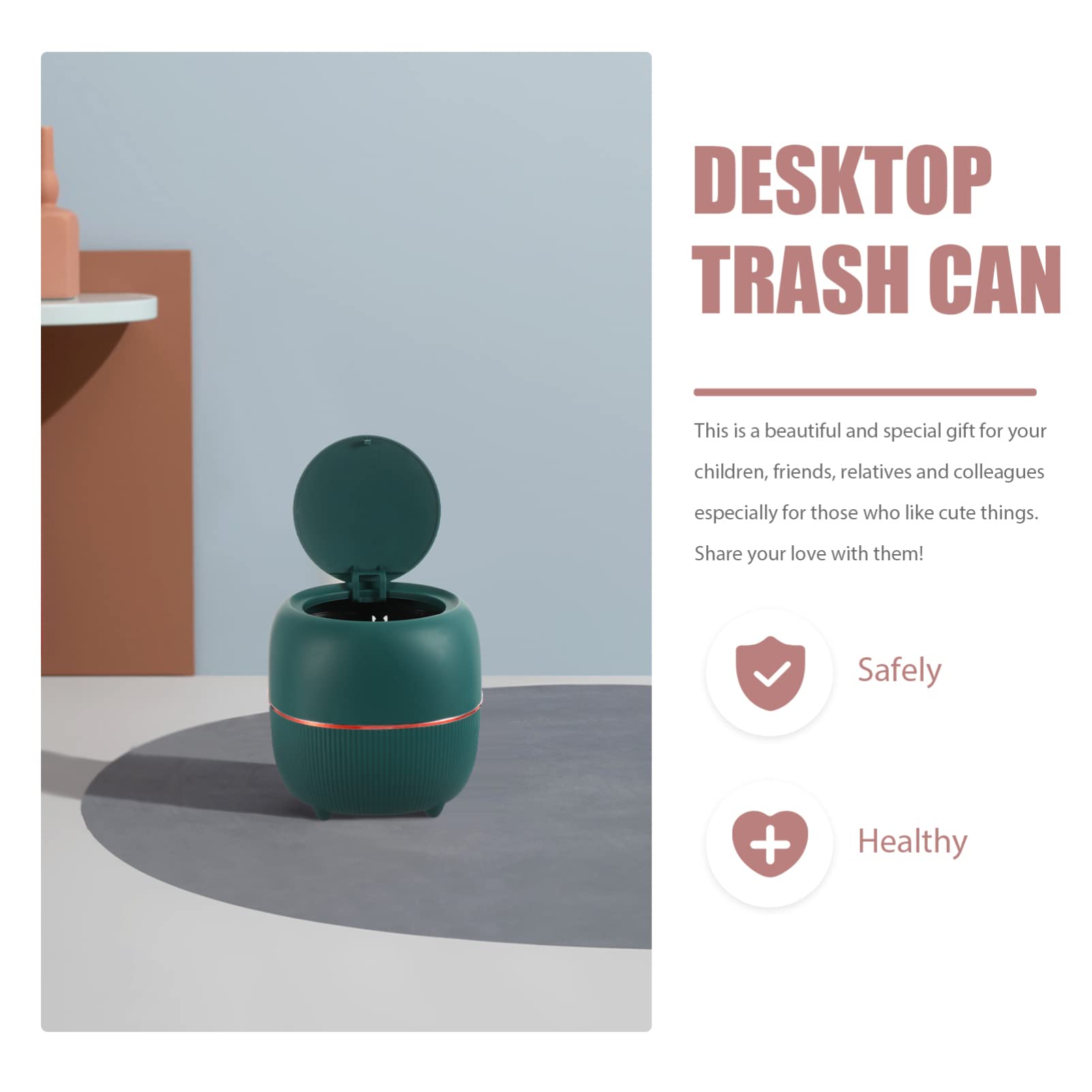 Mini Desktop Trash Can with Lid - Small Plastic Waste Bin for Office, Home & Study Table | Compact Garbage Organizer for Desk, Countertop & Workspace
