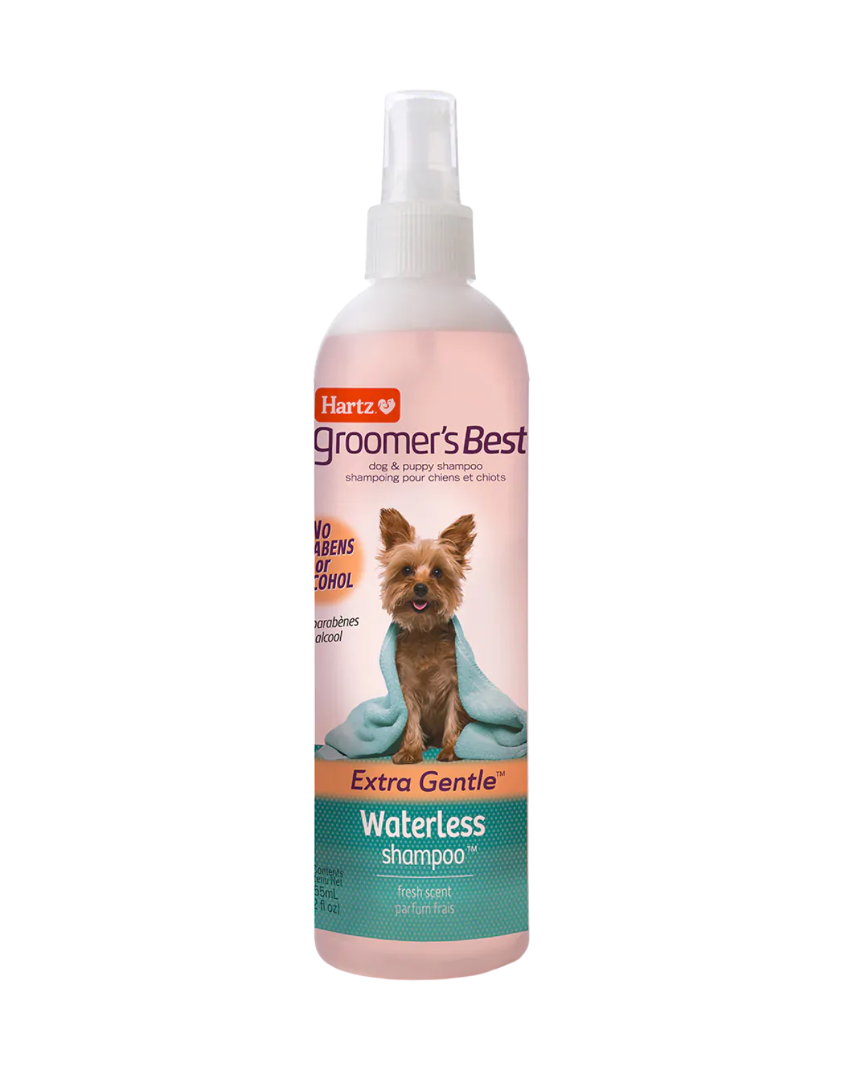 Hartz Groomer's Best Gentle Waterless Dog Shampoo for Sensitive Skin - 12 fl oz (355ml) No-Rinse Foam Cleanser | Perfect for Travel, Between Baths & Quick Cleanups