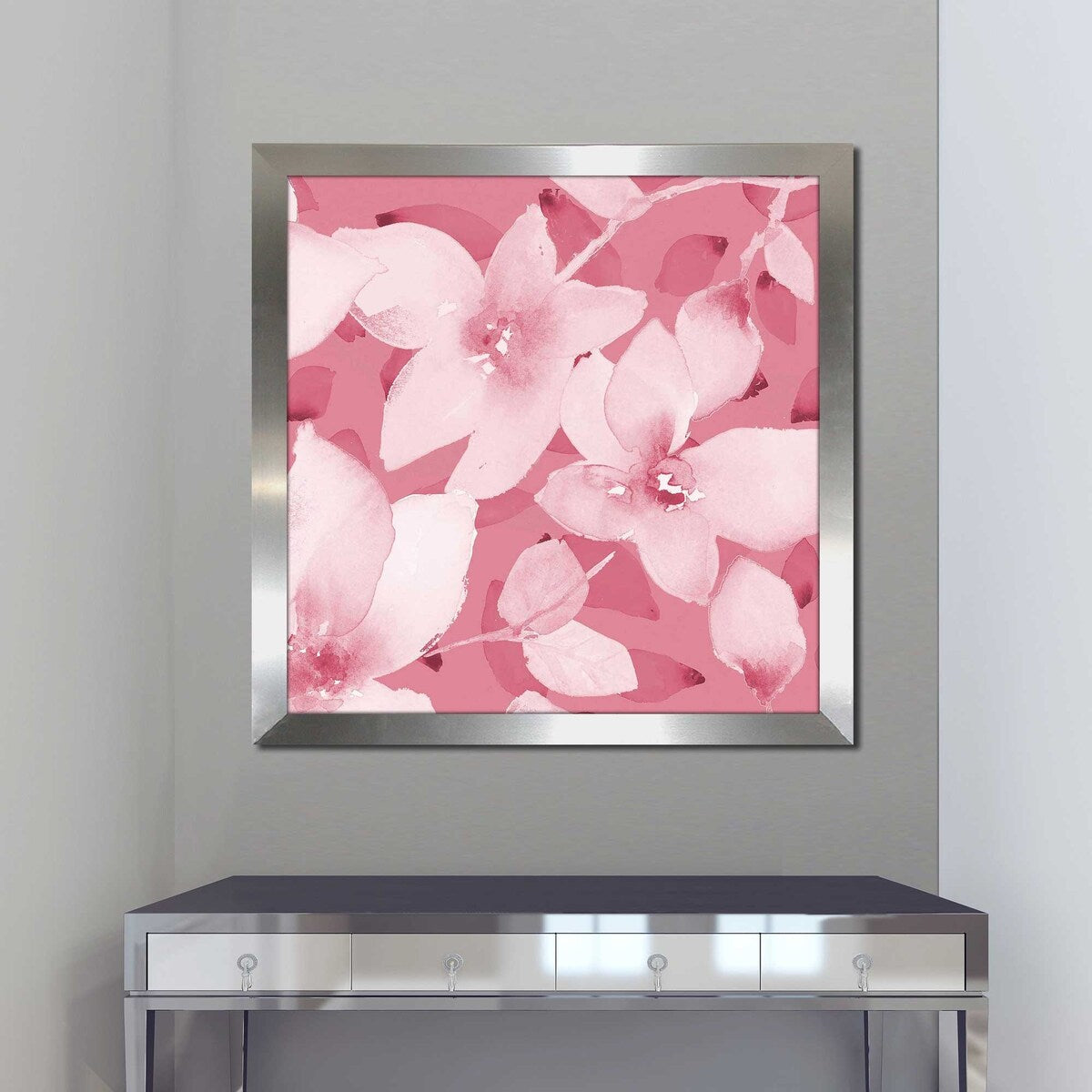 Blooming Pink Whispers II Square Acrylic Wall Art Print - Modern Home Decor for Living Room, Bedroom & Office