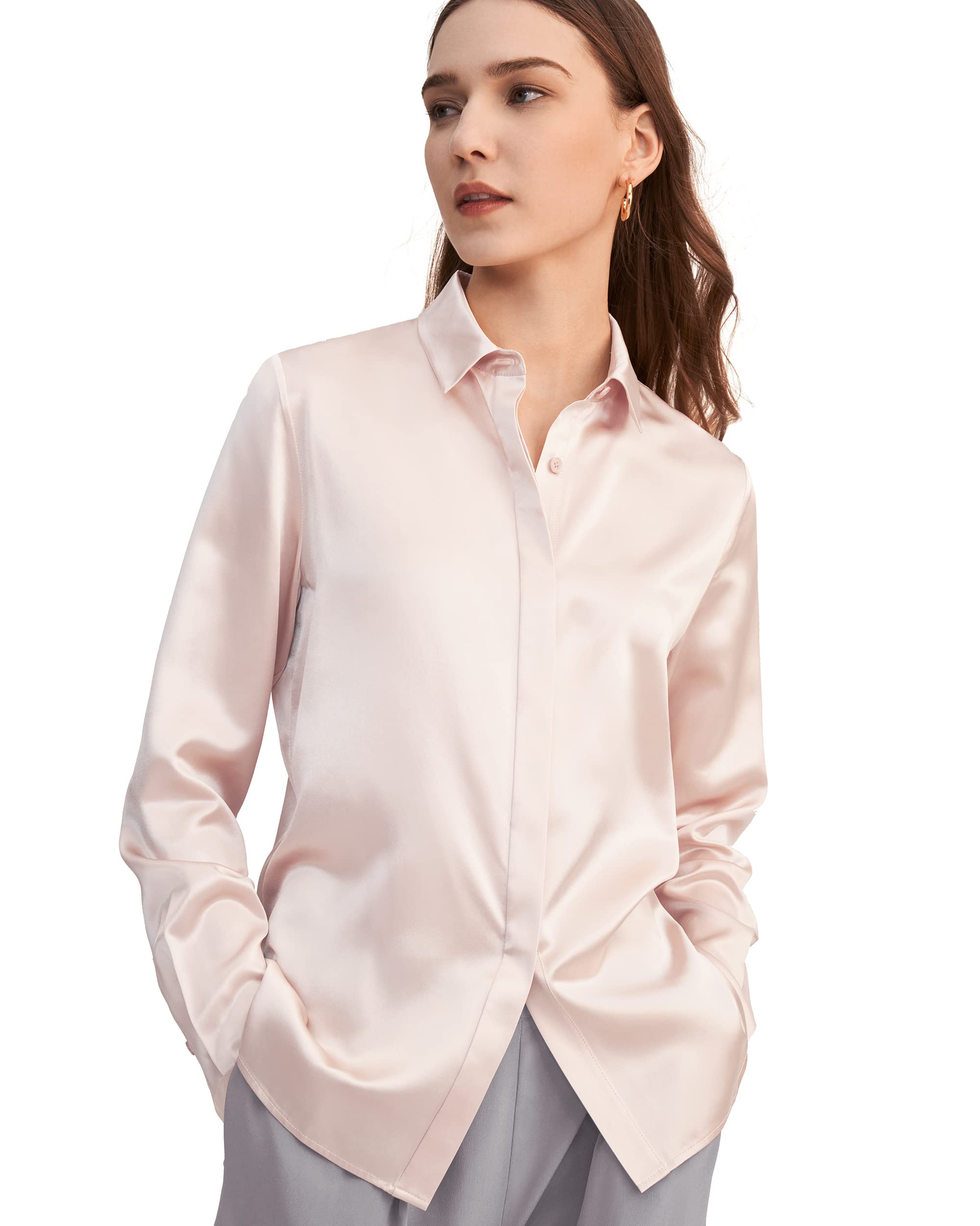 LilySilk 100% Pure Silk Blouse for Women - Long Sleeve Soft & Smooth Silk Top for Work, Office, Party & Special Occasions