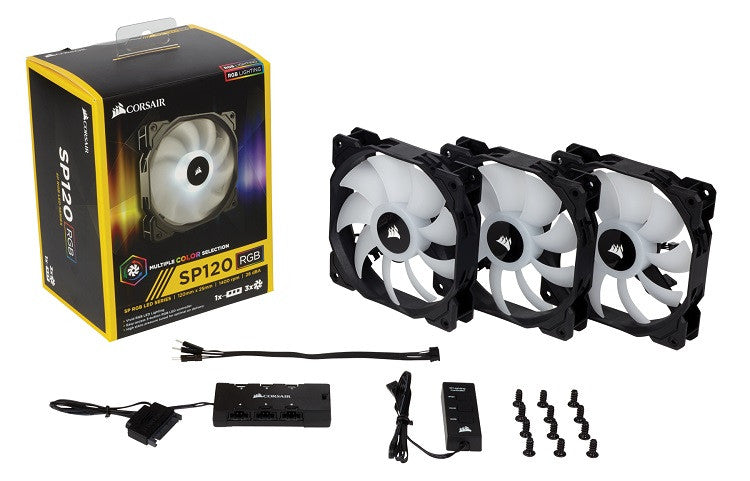 Corsair SP120 RGB LED High Performance 120mm PC Cooling Fan - 3 Pack with PWM Controller | Quiet Cooling for Gaming PC, Case, Radiator & Liquid Cooling Systems (0.72kg)